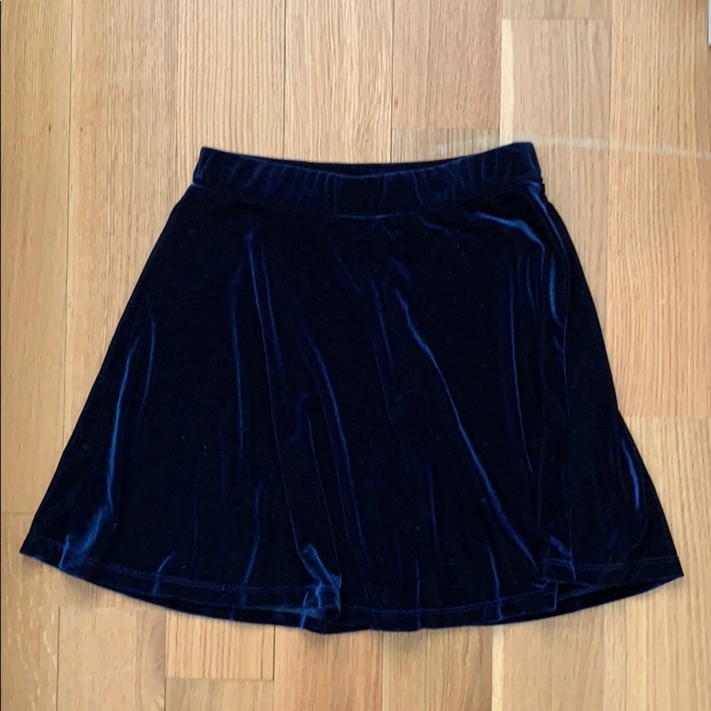 Nasty Gal navy blue velvet swing skirt